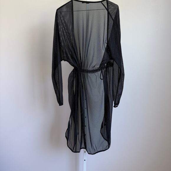 Unbranded sz OS Black Sheer Mesh Cover Up Beach Kimono Duster‎ Robe - Picture 9 of 10